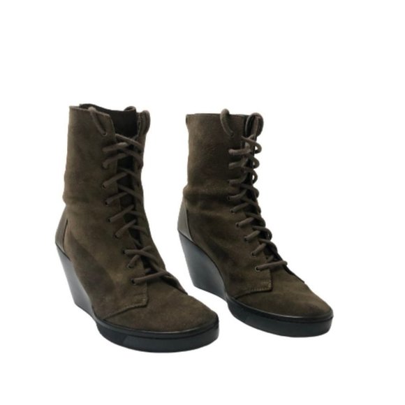 Puma Olive Green Suede Bootie Size 37 - Picture 2 of 12